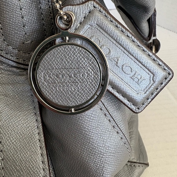 COACH pewter grey two way turnlock satchel - Picture 8 of 16